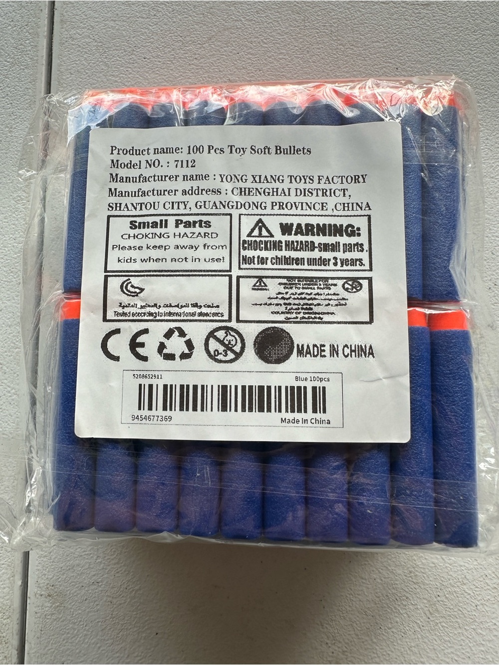 Blue Foam Toy Bullets - Pack of 100